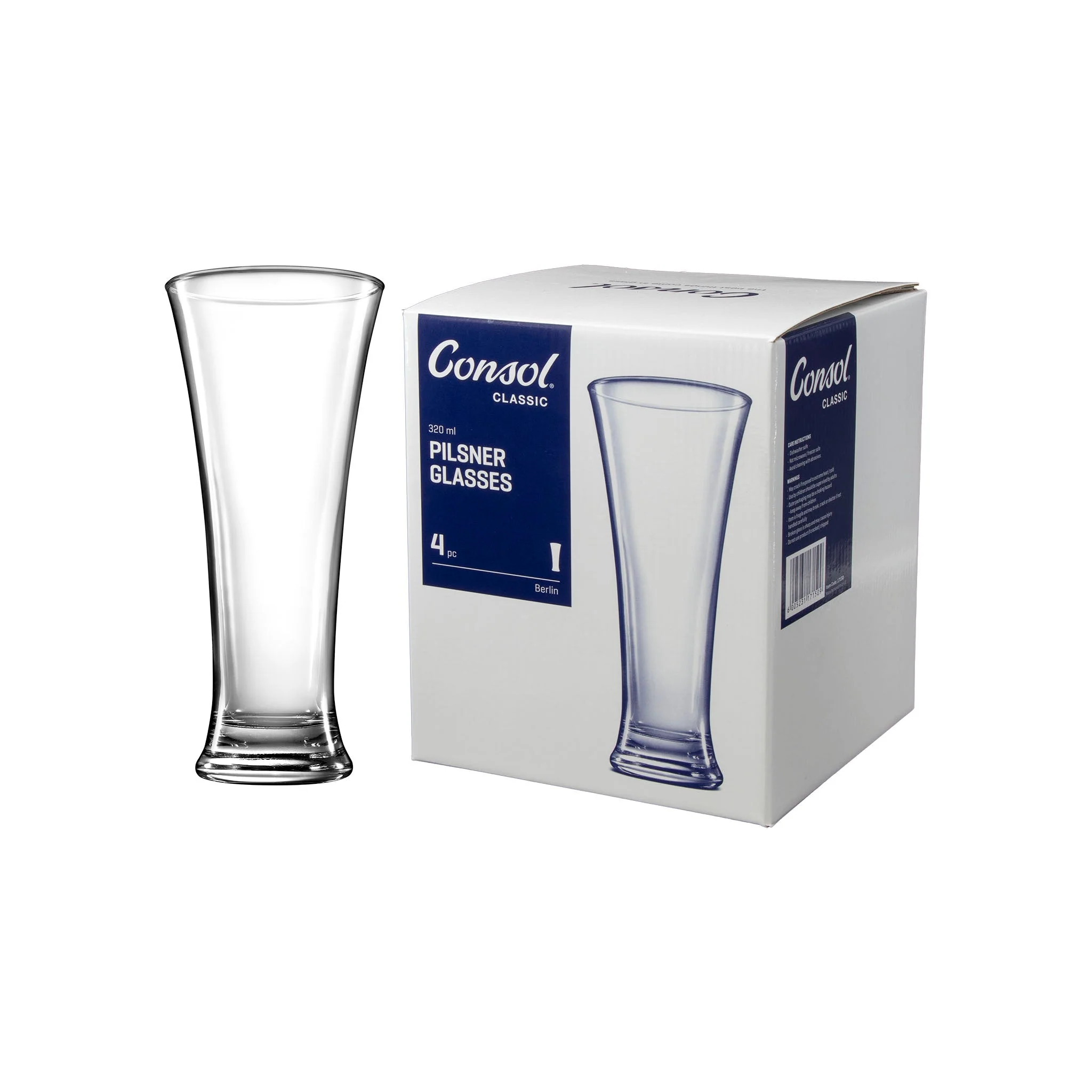 Consol Glass Berlin Pilsner Glass 320ml 4 Pack - Image 3